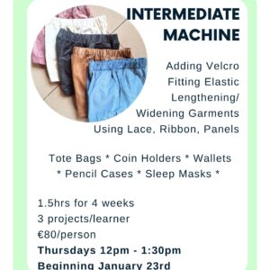 Intermediate Machine Sewing - 4wks - May 1st