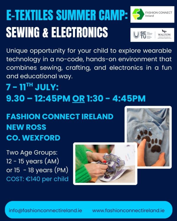 Summer E-Textile Camp: Sewing & Electronics, Ages 12-15, 9.30-12.45, Mon 7-Fri 11 July